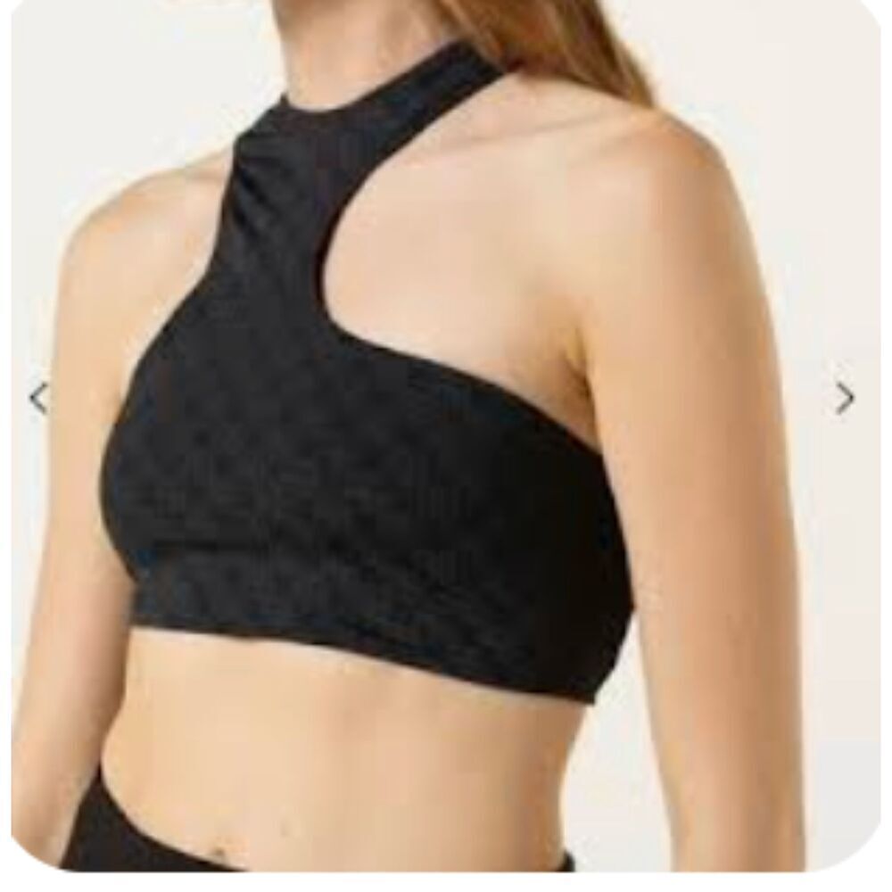 ANINE BING Bea Bikini Top In Black Monogram Print NWT